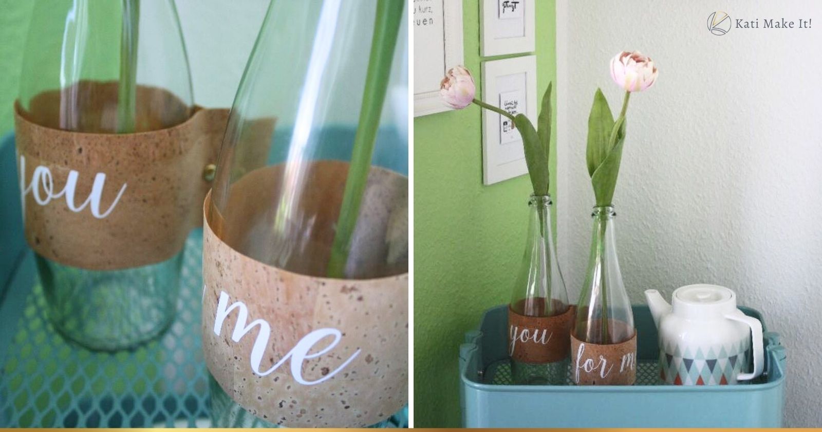 DIY Flaschen-Mäntel mit Lettering aus Kork