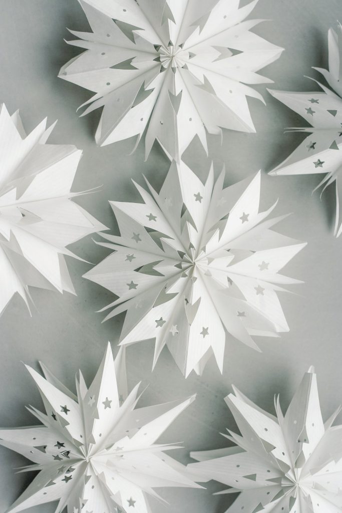 Mini Sterne aus Mini-Papiertüten basteln mit Vorlage