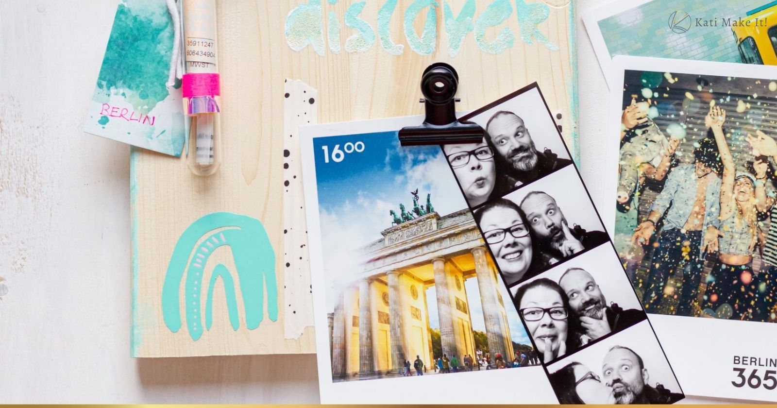 DIY Foto Pinnwand für Urlaubserinnerungen basteln. Praktische Deko Idee & Aufbewahrung für Fotos, Karten & Souvenirs mit Plotterdatei Regenbogen.