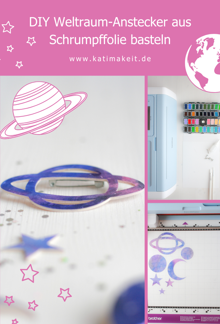 DIY Weltraum-Anstecker aus Schrumpffolie basteln