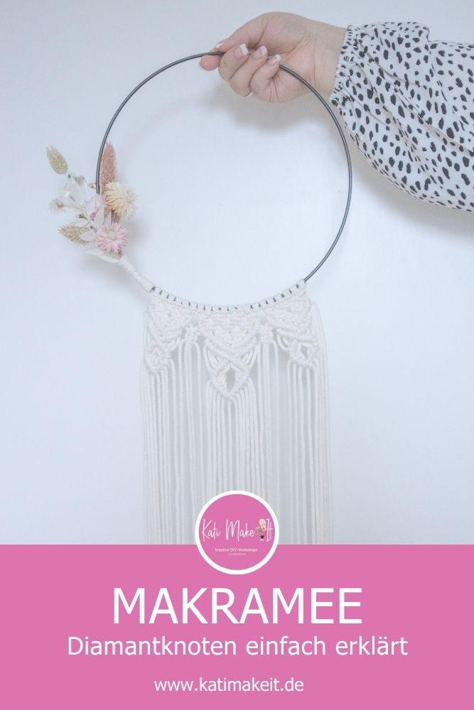 Makramee Knoten Anleitung: Sommerkranz mit Diamant-Knoten knüpfen | Kati Make It!