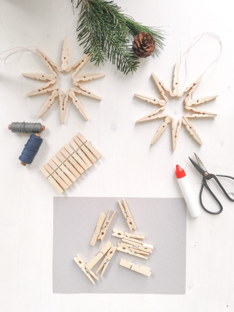 DIY Weihnachtssterne aus Holz-Wäscheklammern | Kati Make It!