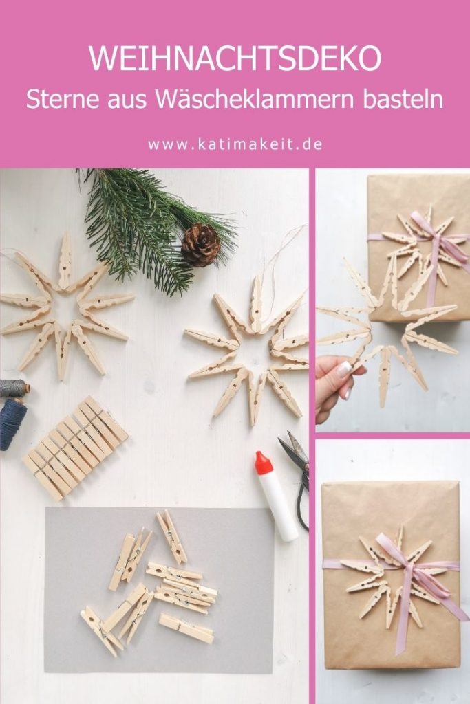 Weihnachtssterne aus Holzklammern | Kati make it