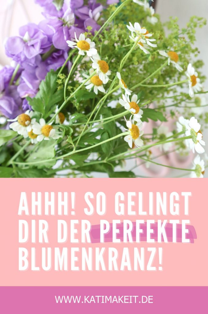 Blumenkränze fürs Haar aus frischen Blumen ganz einfach selbermachen. Einfache Anleitung DIY Blumenkranz für JGA, Hochzeit, Festival und Midsommar - Kati Make It! 