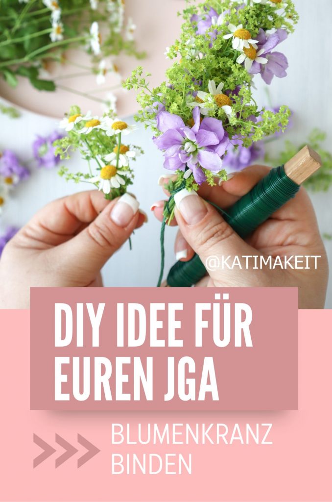 Blumenkränze fürs Haar aus frischen Blumen ganz einfach selbermachen. Einfache Anleitung DIY Blumenkranz für JGA, Hochzeit, Festival und Midsommar - Kati Make It! 