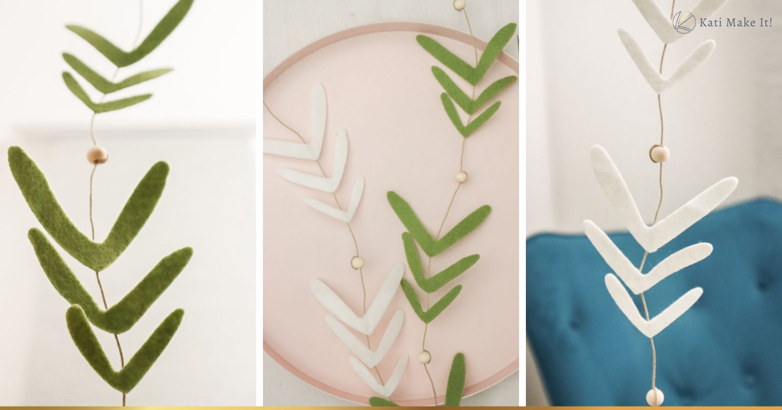 DIY-Girlande aus Filz ohne Nähen einfach selber machen. Schlichte und zeitlose Deko-Idee für das Baby- Kinderzimmer von - Kati Make It