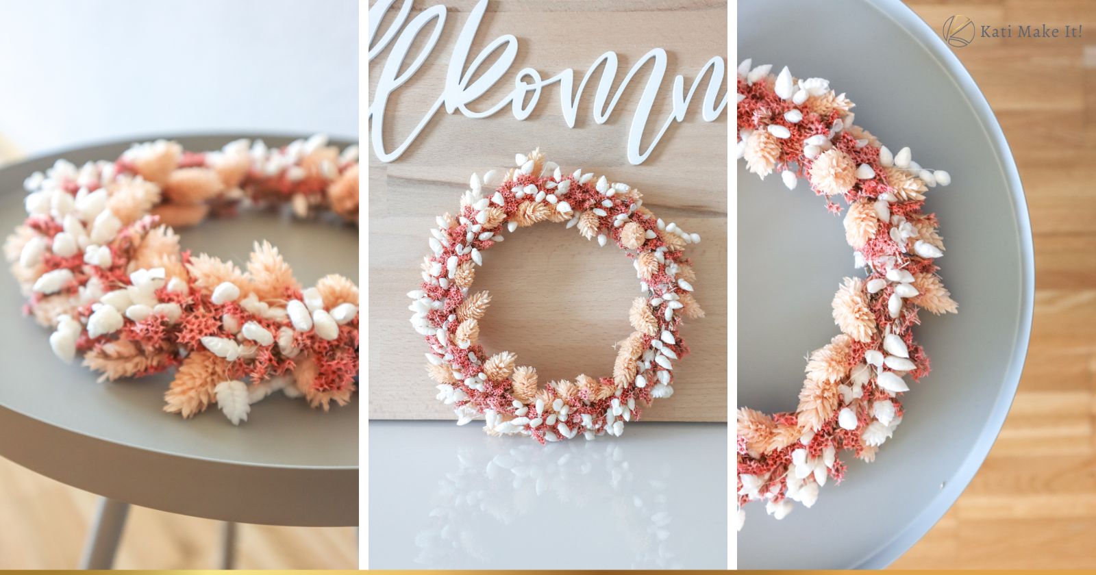 Modernen Herbstkranz selber machen: Ich zeige dir, wie du einen DIY Herbstkranz aus Trockenblumen binden kannst.