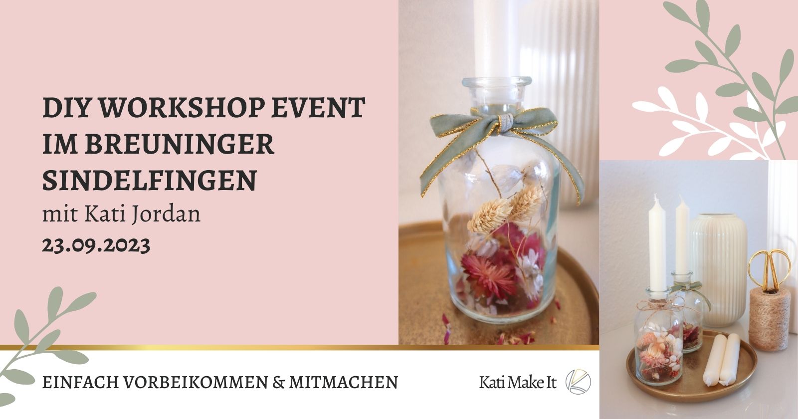 Kreativ-Workshop in Breuninger Sindelfingen: Offener Herbst-DIY-Workshop mit Trockenblumen am 23.09.2023 - Komm vorbei und lass uns gemeinsam kreativ werden.