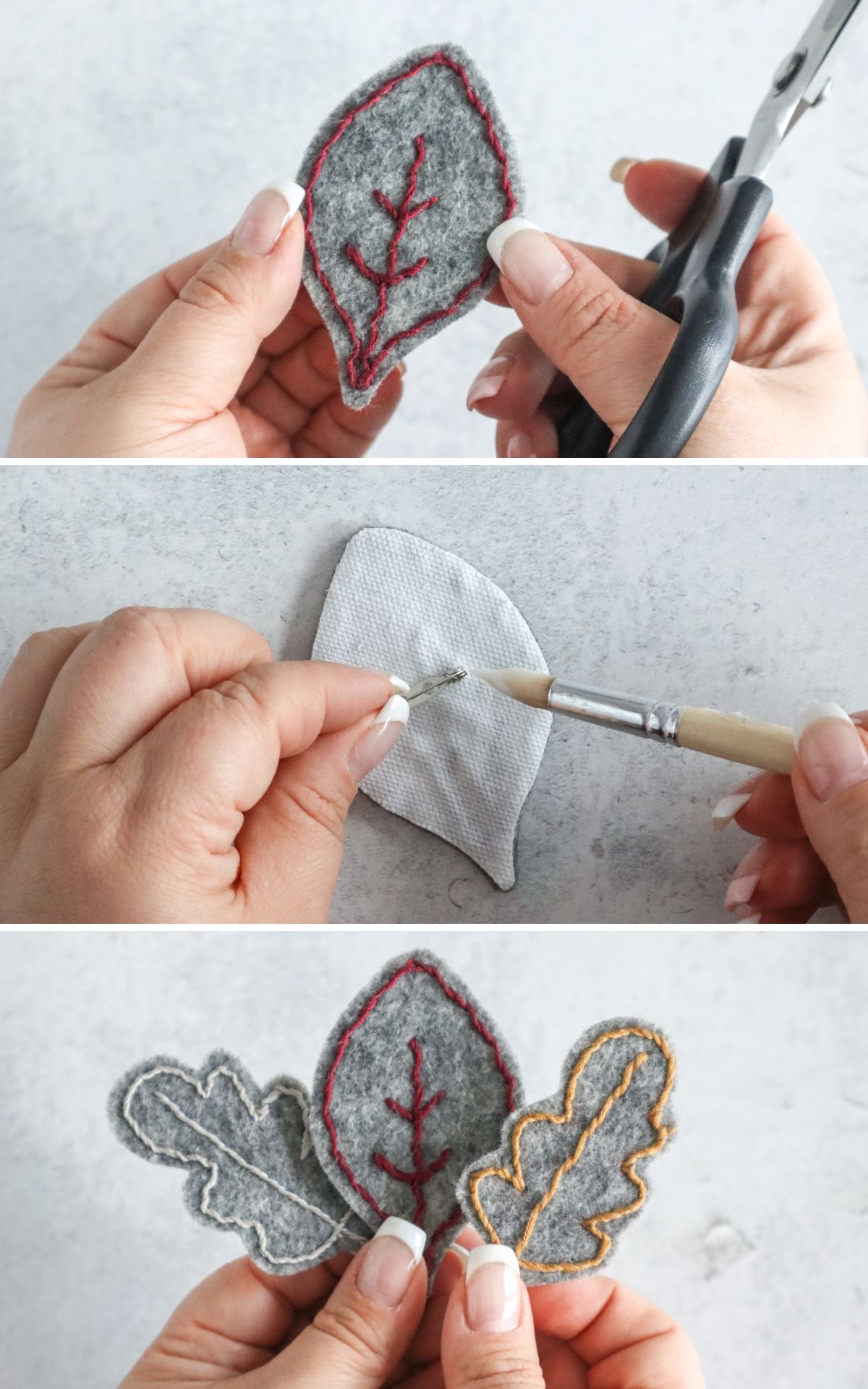 Schmuck selber machen kann so einfach sein! Diese Herbst-Broschen aus besticktem Filz sind der beste Beweis. Ein easy DIY zum Aufpeppen deiner Herbstgarderobe.