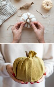 Kürbis basteln aus Stoff mit und ohne Nähen - DIY Herbstdeko | Kati Make It!
