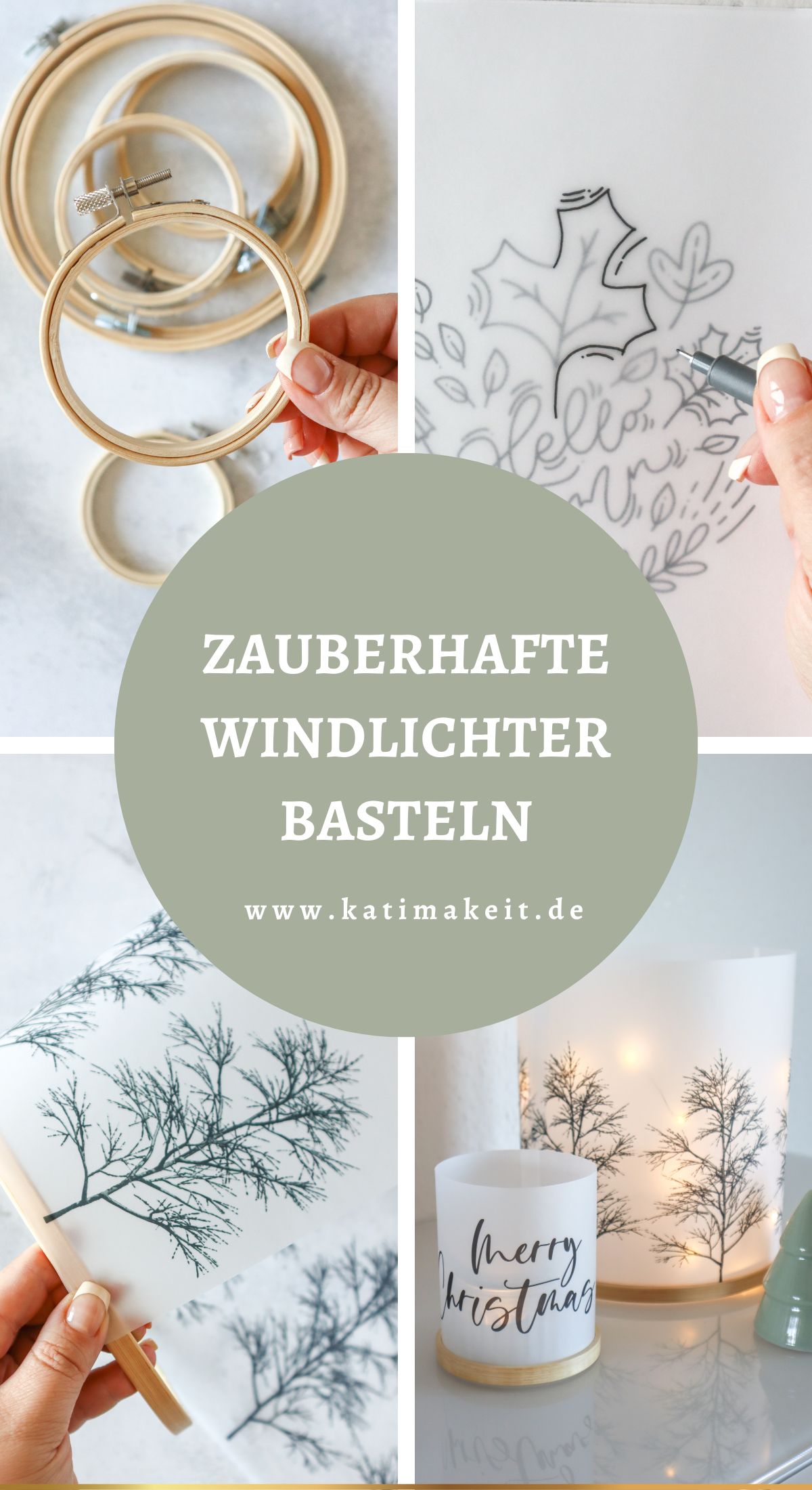 Windlichter basteln? Ganz einfach! So kannst du aus etwas Papier und Stickrahmen zauberhafte Windlichter selber machen. Tolle Deko Idee für Herbst & Weihnachten.