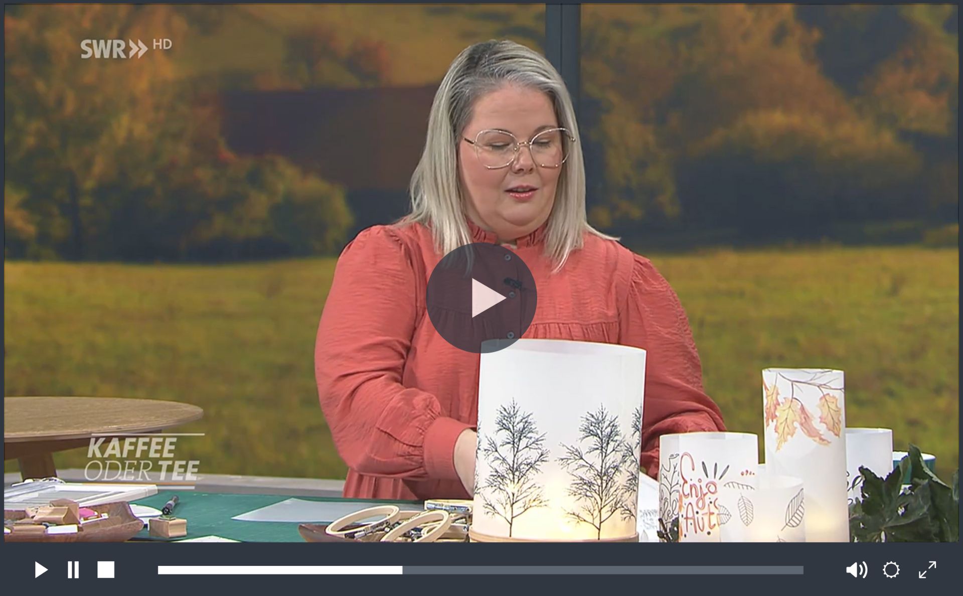 Windlichter basteln? Ganz einfach! So kannst du aus etwas Papier und Stickrahmen zauberhafte Windlichter selber machen. Tolle Deko Idee für Herbst & Weihnachten. Video-Anleitung Kati Make It bei SWR Kaffee oder Tee