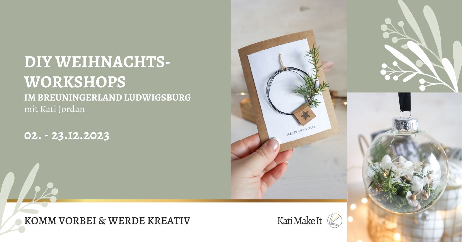 Erlebe festliche Kreativität im Breuningerland Ludwigsburg: Kostenlose DIY-Workshops mit Kati Make It 02. - 23.12.2023! Komm vorbei und lass dich inspirieren.
