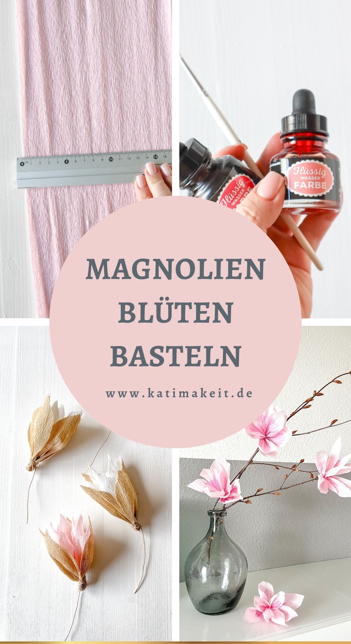 Blumen aus Krepppapier basteln: So einfach kannst du Papier Magnolien für deine Frühjahrsdeko selbst basteln, die nie verwelken. Hier findest du die Schritt-für-Schritt-Anleitung.