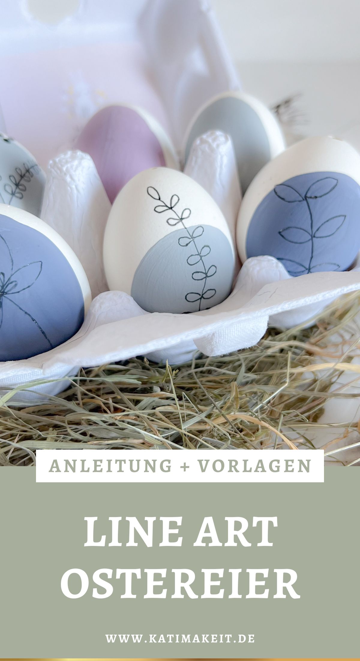 Ostereier bemalen im kunstvollen Line Art Stil + Vorlagen | Hallo Ostern: Zeit zum Ostereier bemalen! In diesem Beitrag zeige ich dir, wie du Ostereier ganz einfach im trendy Line Art Stil bemalst. Das perfekte Oster DIY für Kinder und Erwachsene. Inkl. Vorlagen für Line Art Motive und Eierkarton-Etiketten