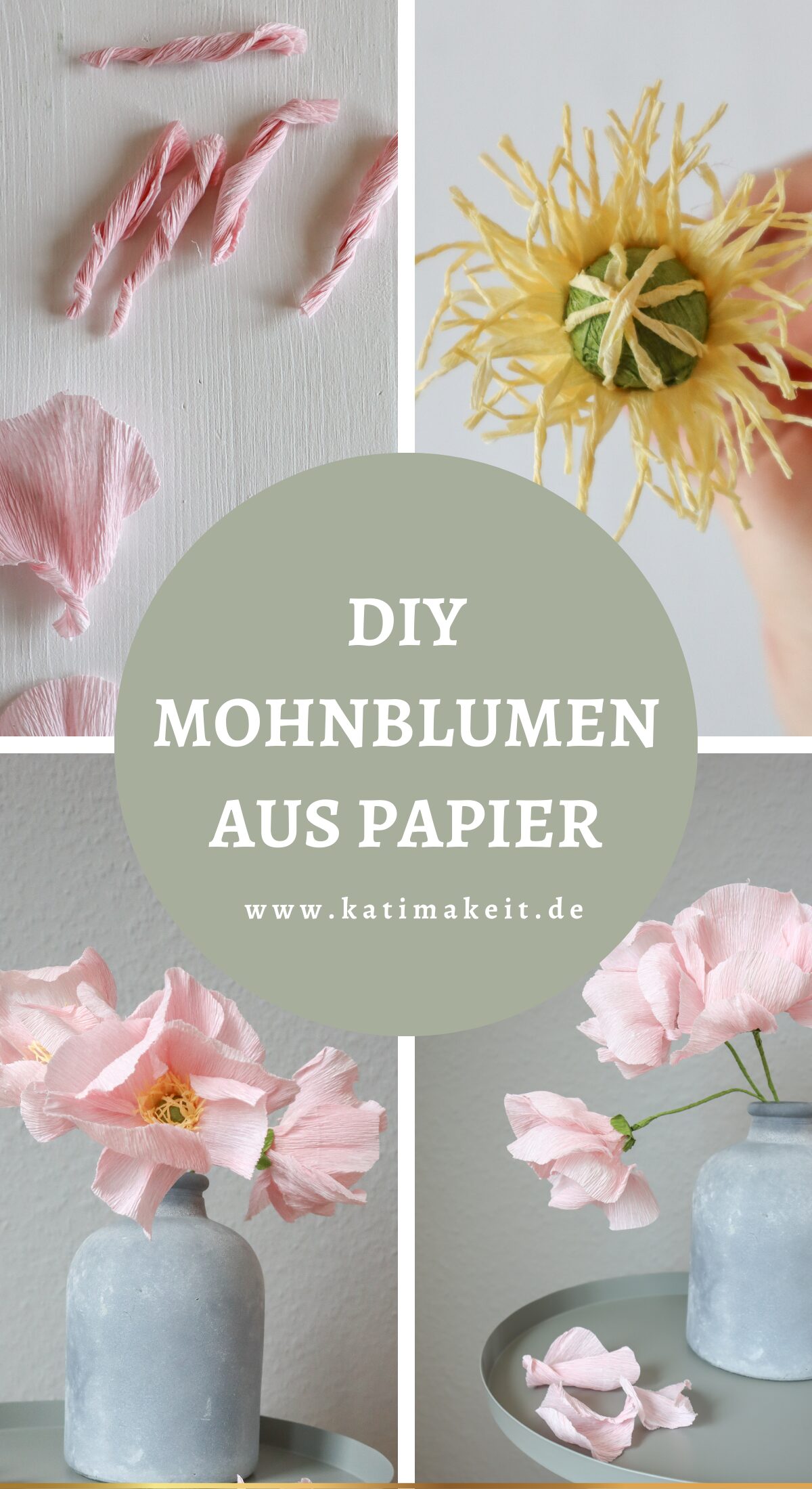 Papierblumen basteln: So kannst du wunderschöne Mohn-Blumen aus Papier ganz leicht selber machen! Hier findest du meine DIY Anleitung für Papierblumen aus Krepp (bekannt aus dem ARD Buffet) inkl. Vorlagen.