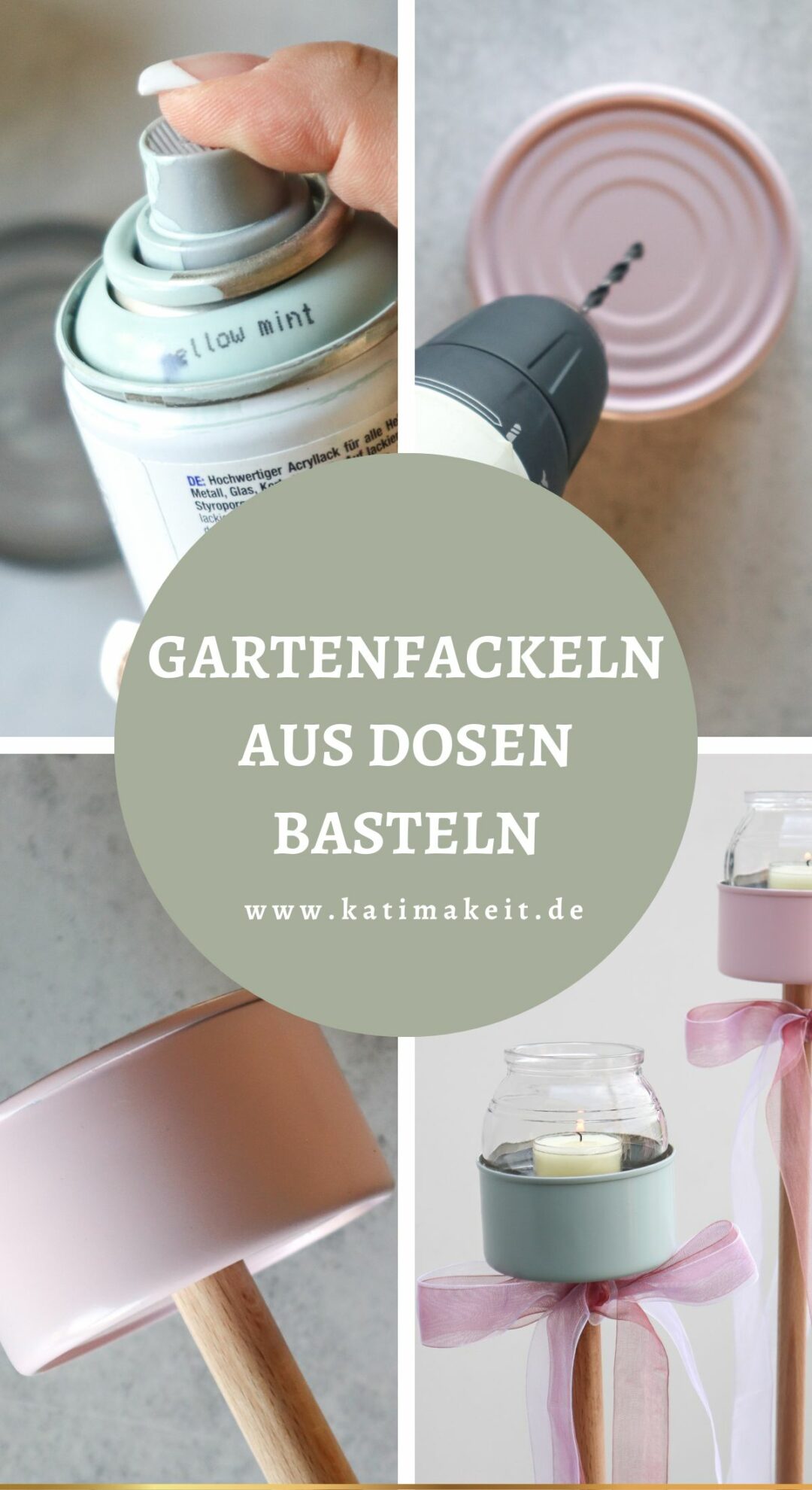 Gartendeko selber machen Upcycling Idee Gartenfackeln aus Dosen