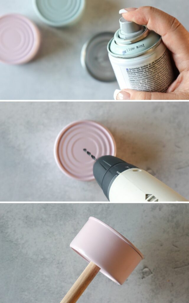 Gartendeko selber machen Upcycling Idee Gartenfackeln aus Dosen