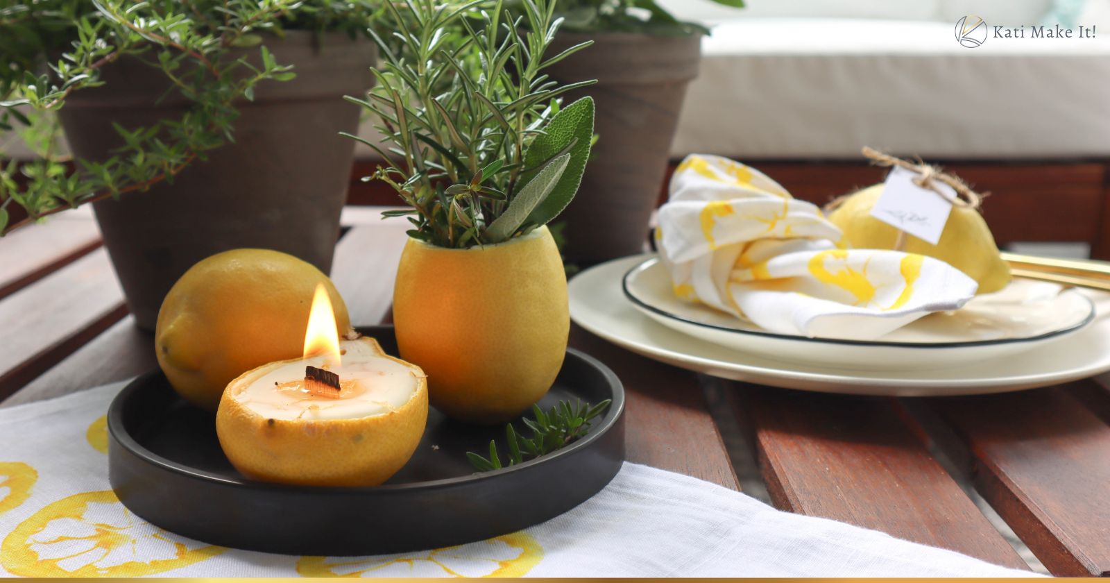 Stoff stempeln mit Zitronen: Sommerfrische DIY Deko Idee bekannt aus SWR & WDR | Kati Make It!