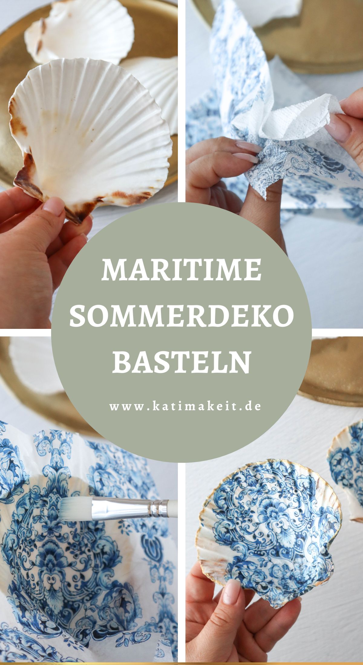 Basteln mit Muscheln macht genau so süchtig wie Muscheln sammeln! 🐚 Ich zeige dir, wie du zauberhaft maritime Sommerdeko aus gesammelten Muscheln basteln kannst: Maritime DIY Schmuckschale aus Muscheln mit Serviettentechnik