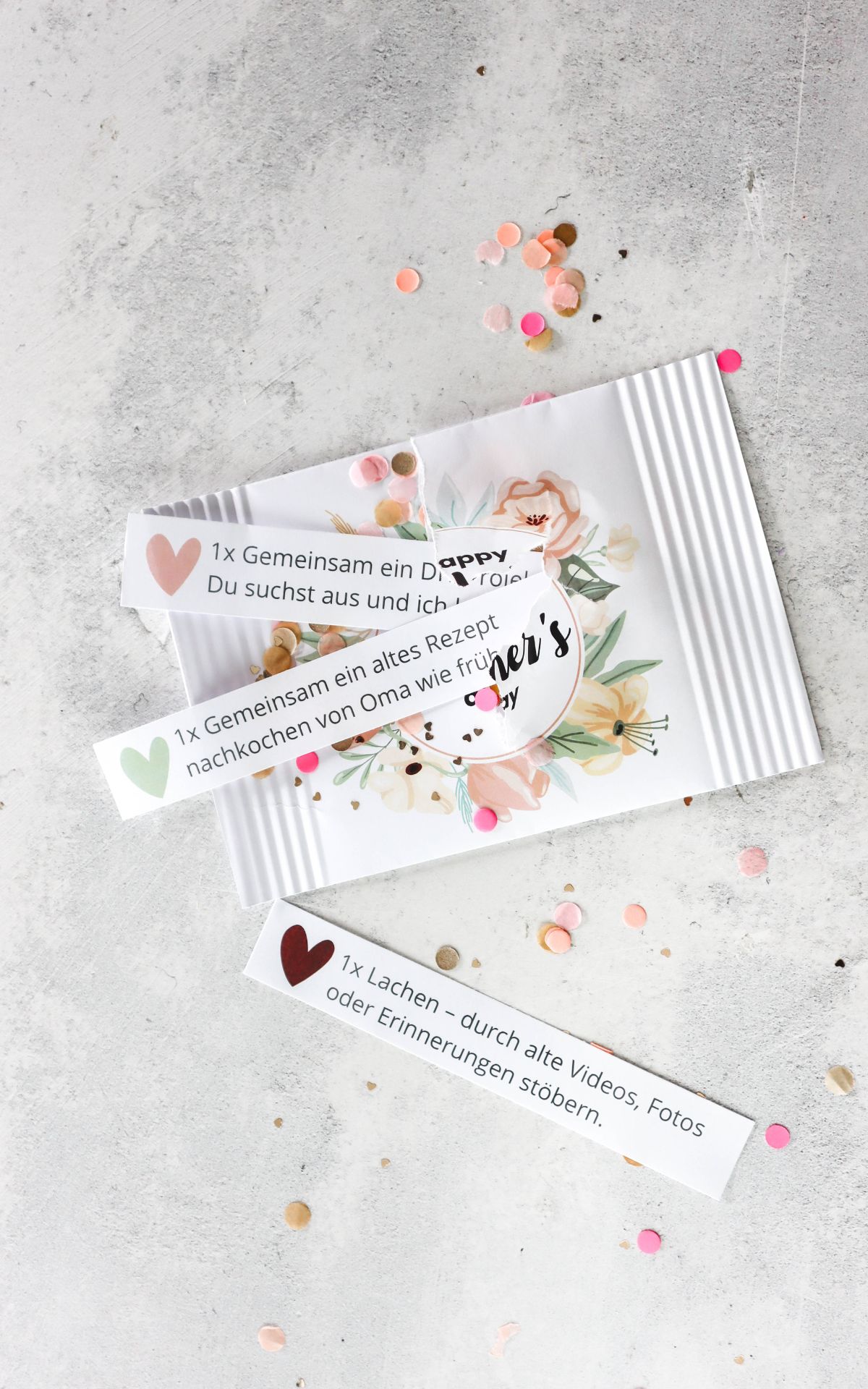 Gutscheine schön verpacken: 3 kreative DIY-Ideen mit Vorlagen für den Muttertag. Plus 50 Gutscheinideen für unvergessliche Momente und schöne Erinnerungen! 