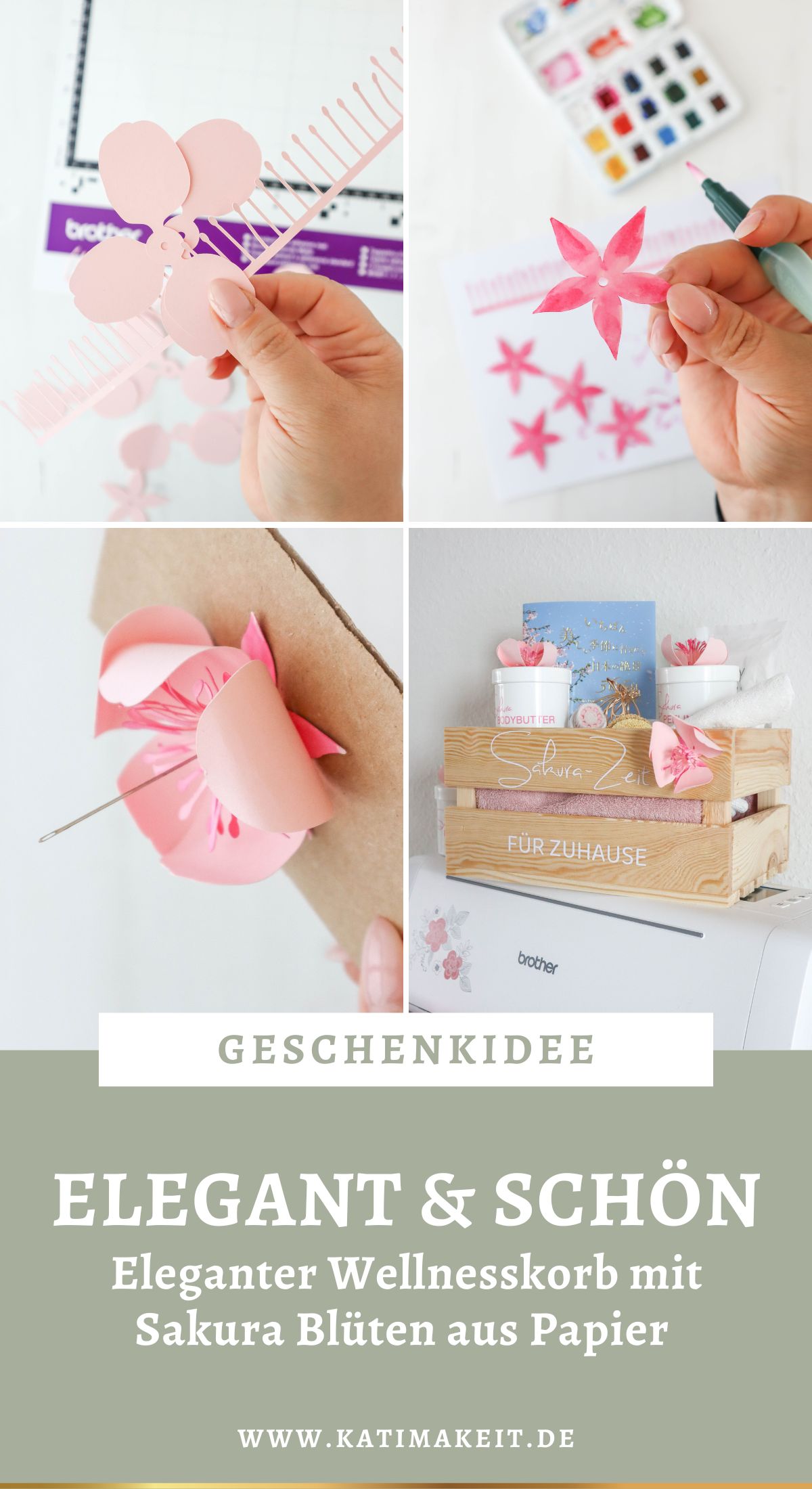 3D Blumen & Wellness Geschenk basteln: Mit dem Plotter entstehen Kirschblüten & Schriftzüge mit Japan-Flair für deine DIY Body Butter, Lippenbalsam & Peeling.