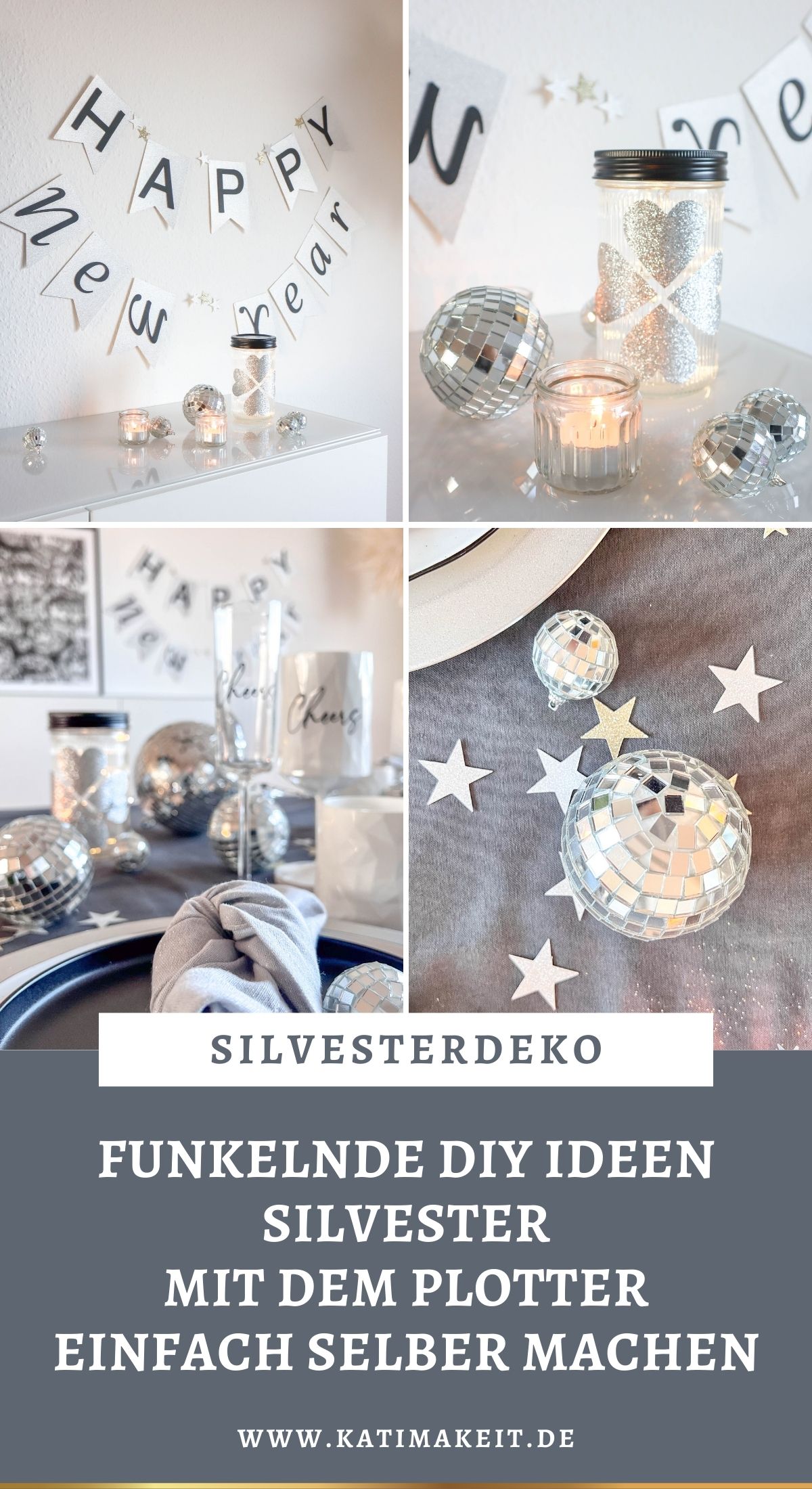 Basteln für Silvester: Funkelnde DIY Ideen für Girlanden und Tischdeko zu Silvester Glitzernde Silvesterdeko basteln mit Plotter: DIY-Ideen für Girlanden, Glücksgläser und Sektgläser in Gold und Schwarz. Perfekt für deine Silvesterparty!