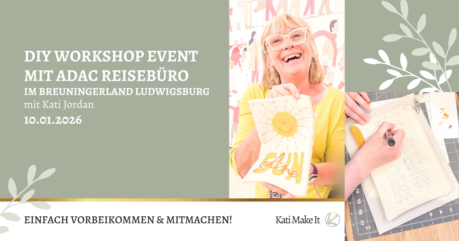 ADAC Reisebüro Sindelfingen - Kostenlose DIY Workshops am 16.05. & 17.05.2025 DIY-Taschen-Workshop im Breuningerland Ludwigsburg: Kreative Workshops zur Eröffnung des ADAC Reisebüros am 10. Janaur 2026 – Gestalte dein persönliches Accessoire und starte stylisch in den nächsten Urlaub.