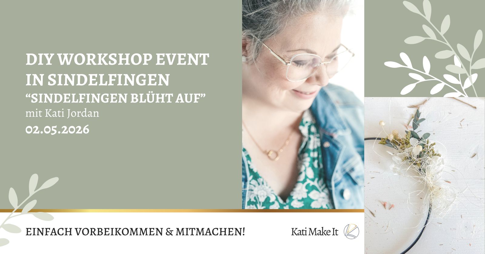 Sindelfingen blüht auf mit KatiMakeIt: Kostenloser DIY Workshop am 02.05.2025! Kreativ-Workshop in Sindelfingen: Offener Frühlings-DIY-Workshop – Gestalte deinen eigenen Trockenblumenkranz am 02.05.2025 und bring den Frühling kreativ in dein Zuhause!